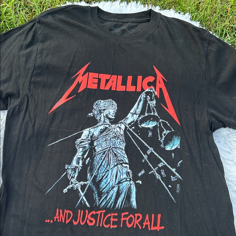 Metallica "Justice For All" Black Graphic T-Shirt Unisex Size Medium - Picture 5 of 10